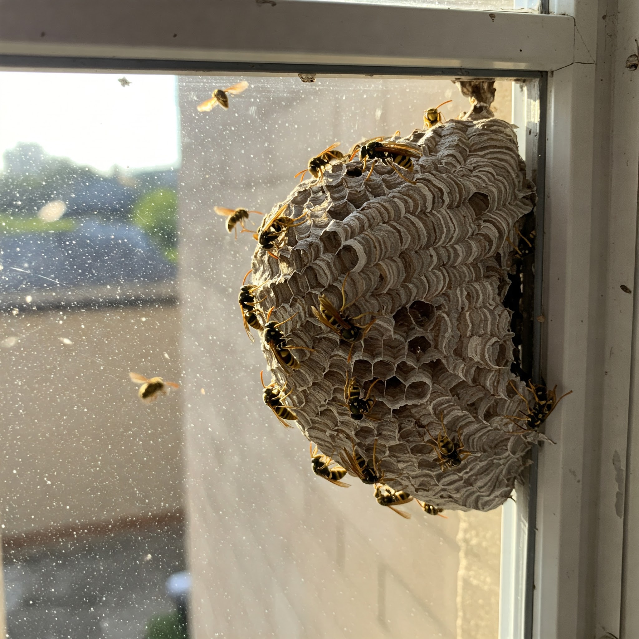 Nido de avispas en el exterior.